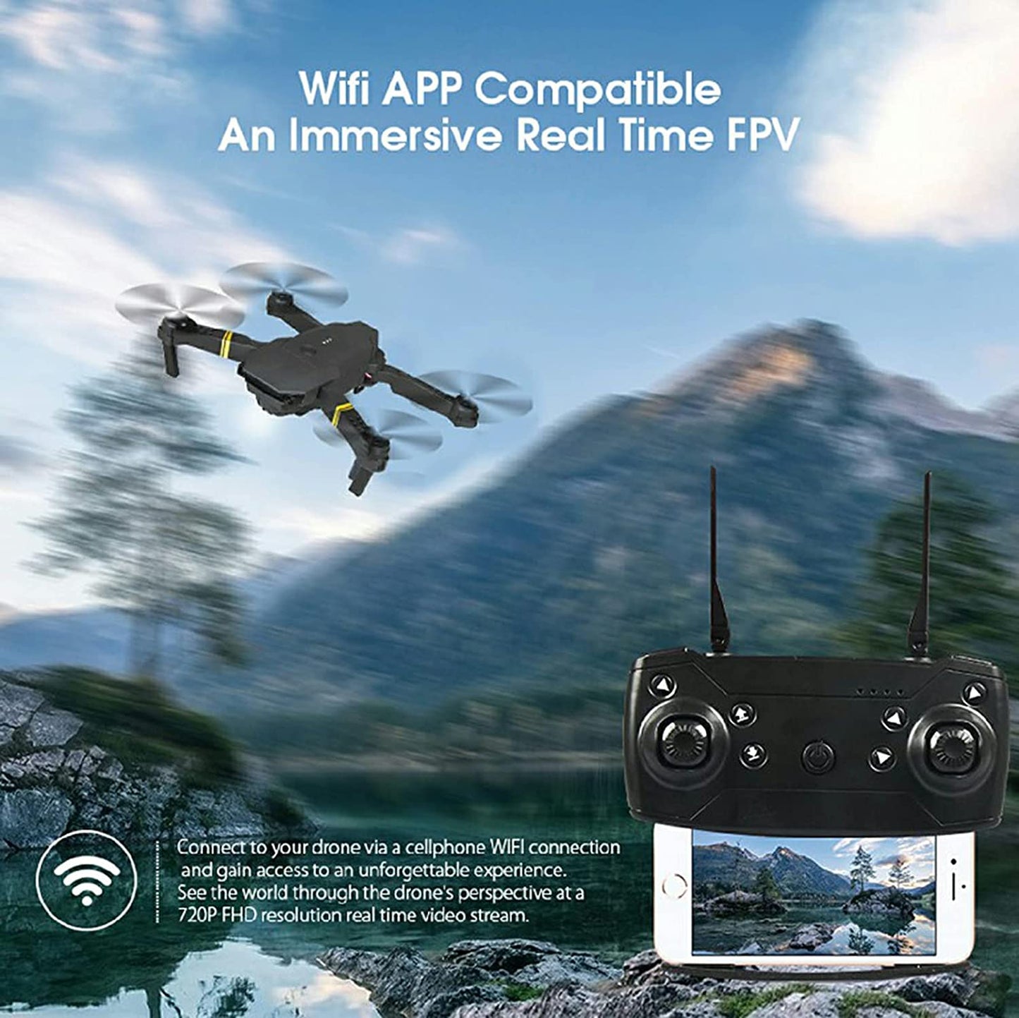 4K HD Dual Camera RC FPV WiFi Portable Wide Angles Foldable Quadcopter Drone
