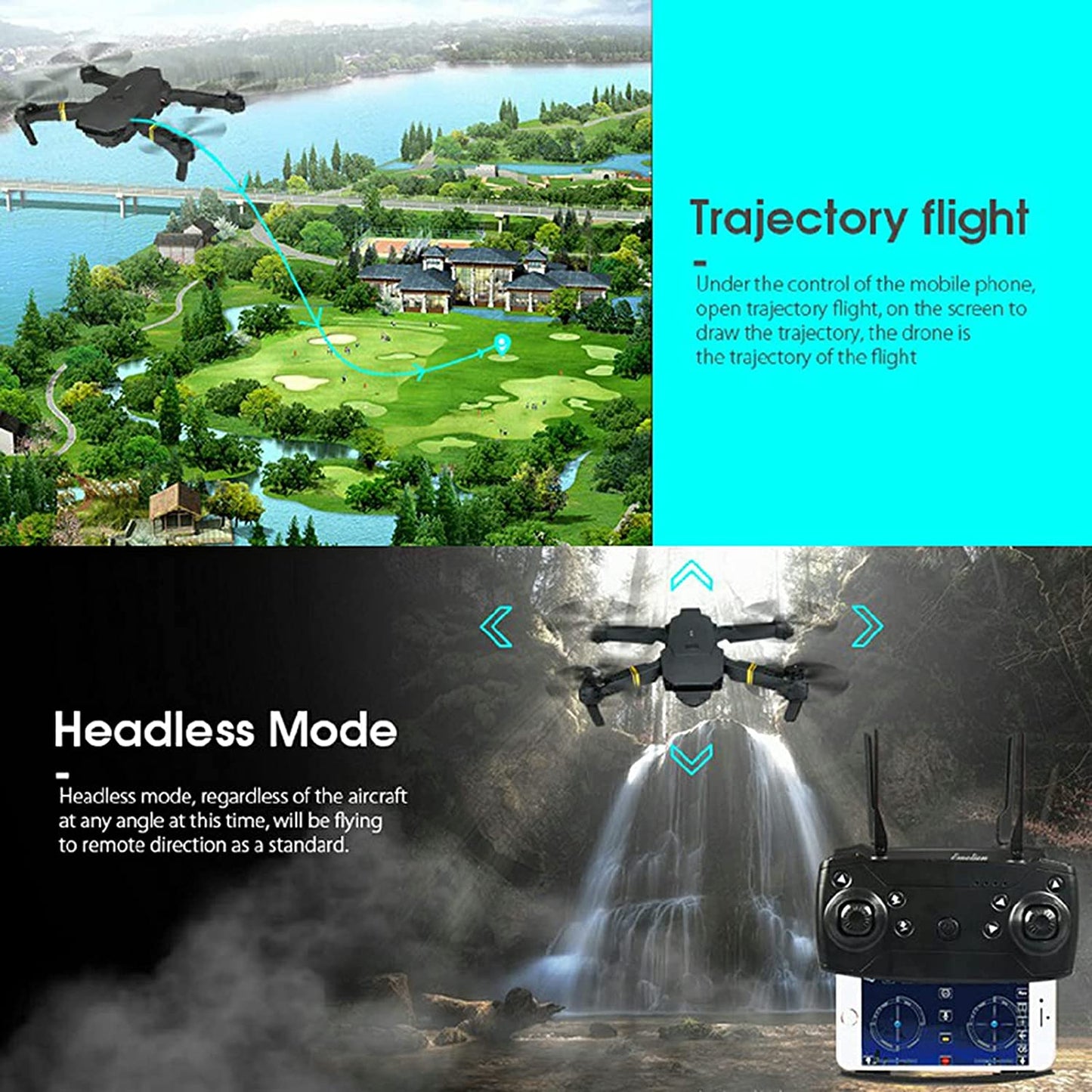 4K HD Dual Camera RC FPV WiFi Portable Wide Angles Foldable Quadcopter Drone