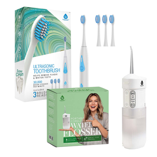 Ultimate Smile Care Duo: Triple Head Tooth Wizard & Travel ready water flosser
